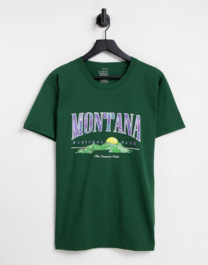 Daisy Street Relaxed T-shirt With Montana Graphic-green