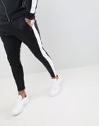 The Couture Club Muscle Fit Skinny Joggers In Black With Side Stripe - Black