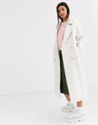 Asos Design Brushed Statement Button Coat With Hero Buttons In Cream