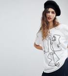 Reclaimed Vintage Inspired Face Graphic Print T-shirt - White