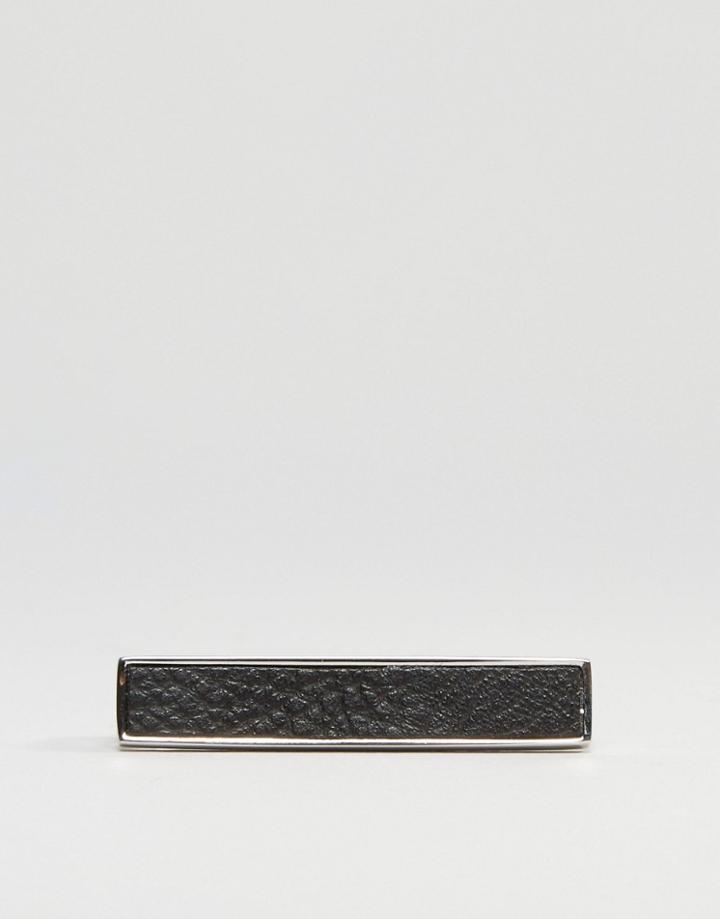 Asos Tie Bar In Silver With Pu - Silver