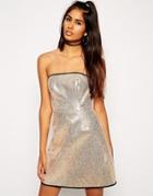 Asos Glitter Bandeau Dress - Gold