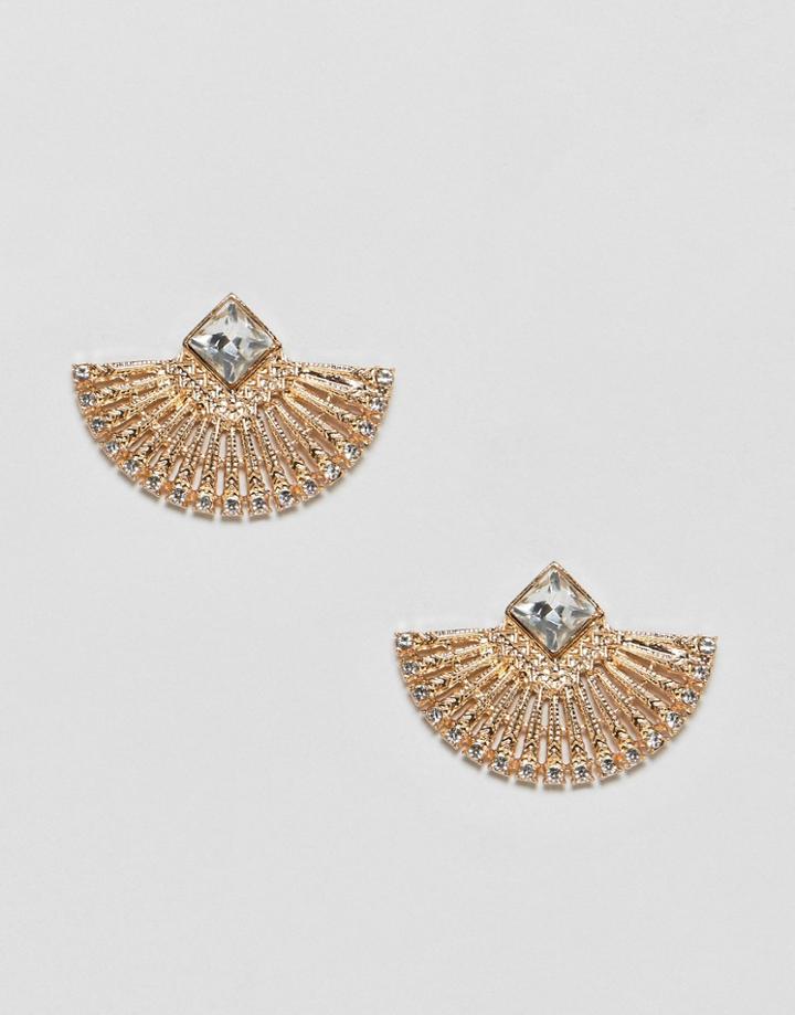 Ashiana Fan Detail Earrings - Gold