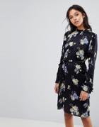 Gestuz Flower Printed Dress With Frill Neck - Multi