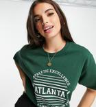 Daisy Street Relaxed T-shirt With Atlanta Print-green
