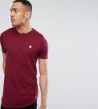 Le Breve Tall Raw Edge Longline T-shirt - Red