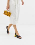 Asos Design Howdy Toe Loop Mis-match Block Heeled Sandals - Black