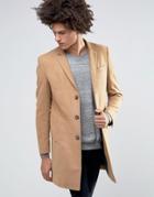 Minimum Gleason Slim Wool Overcoat Contrast Reverse Lapel - Beige