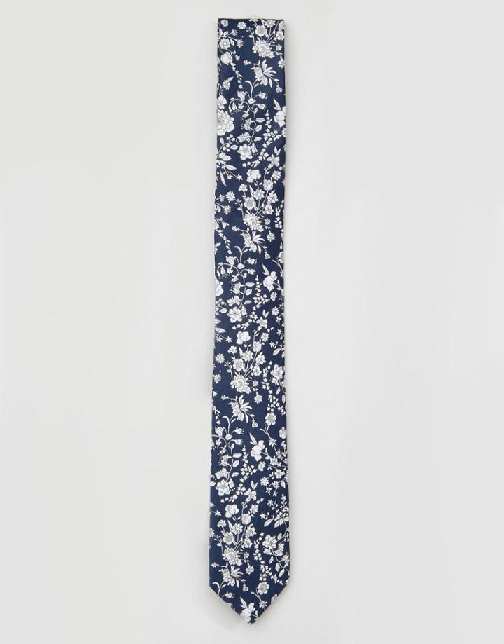 Gianni Feraud Liberty Print Summer Blooms Tie - Navy