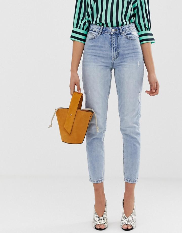 Vero Moda High Waist Ankle Grazer Mom Jean-blue