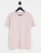 Topman Classic Stripe T-shirt In Pink And White-multi