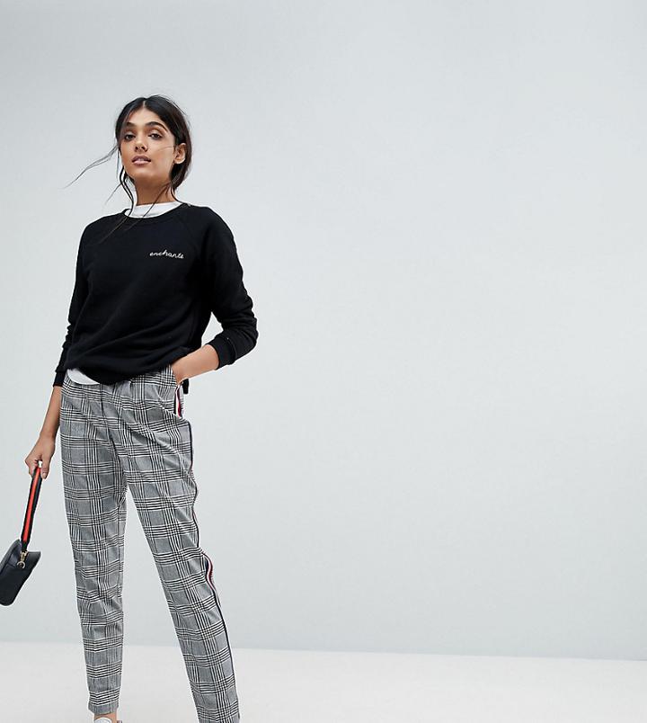 Asos Tall Tailored Pants In Mono Check With Sports Trim - Multi