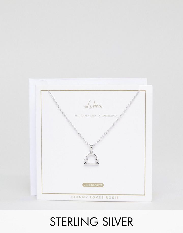 Johnny Loves Rosie Sterling Silver Zodiac Libra Necklace - Silver