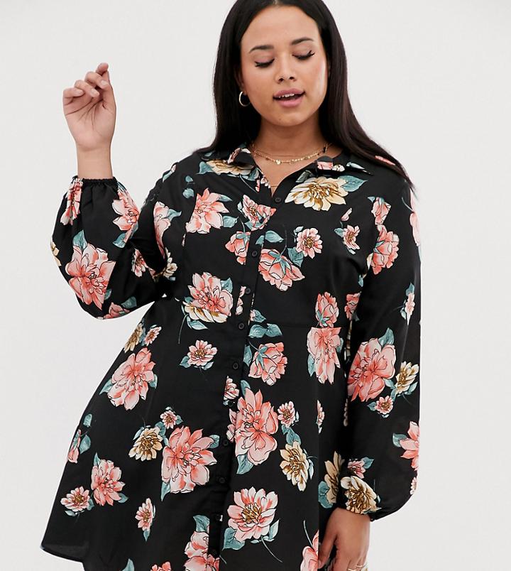 Influence Plus Floral Skater Shirt Dress