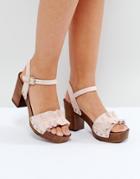 Faith Dani Ruffle Heeled Sandals - Beige
