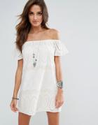 Surf Gypsy Off The Shoulder Beach Dress - Cream