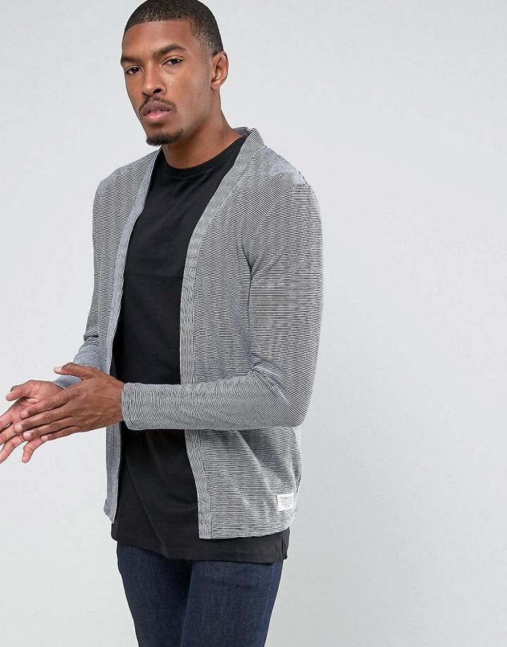 Tom Tailor Open Drape Cardigan In 100% Cotton - Navy