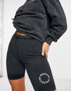 Asos Weekend Collective Legging Shorts With Logo In Washed Charcoal-grey