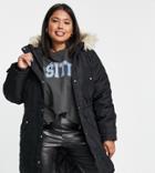 Vero Moda Curve Parka With Faux Fur Lined Hood In Black