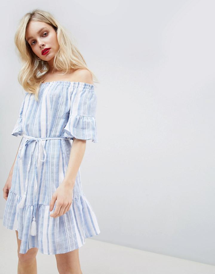 New Look Stripe Bardot Sundress - Blue