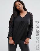 Praslin Plus Shirt With Lace Panel - Black