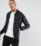 D-struct Tall Nylon Zip Through Bomber Jacket - Black