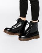 Dolcis Chunky Flatform Heel Lace Up Boots - Black