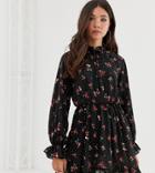 Missguided High Neck Dress In Black Floral - Multi