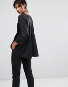 Ted Baker Haanaah Draped Back Cropped Sleeve Top - Black