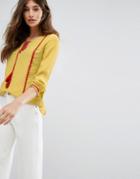Oeuvre Blouse With Tassel Detail - Yellow