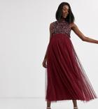 Maya Maternity Bridesmaid Delicate Sequin 2 In 1 Midaxi Dress In Wine-red