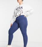 Asos Design Curve Supersoft Leggings In Cotton Modal In Slate Blue