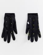 Asos 4505 Running Gloves In Black With Neon Geo-tribal Print