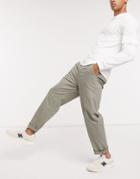 Asos Design Relaxed Skater Chinos In Khaki-green