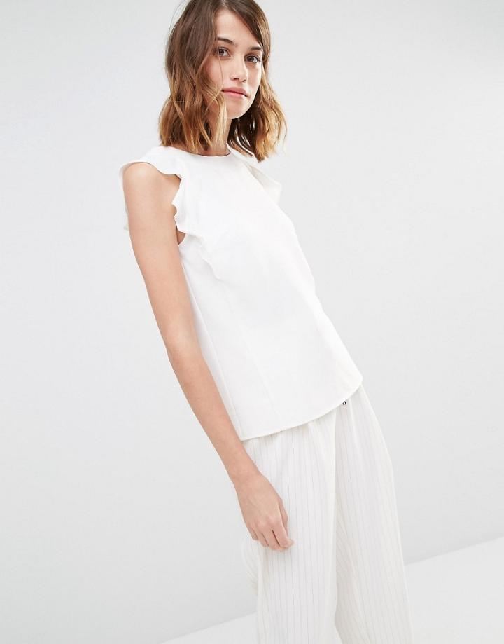 Warehouse Ruffle Detail Shell - Cream