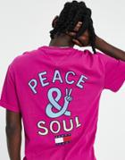 Tommy Jeans Peace And Soul Back Print T-shirt Relaxed Fit In Pink