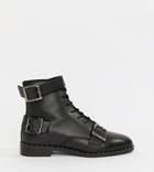 Asos Design Wide Fit Arabelle Leather Lace Up Boots-black