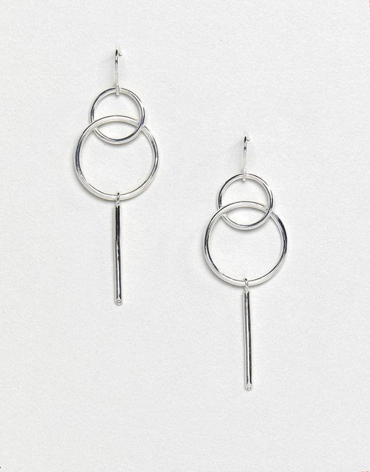 Pilgrim Silver Plated Multi Hoop Drop Earrings - Silver