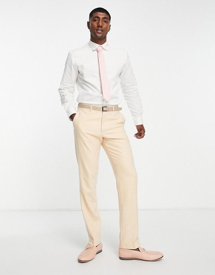Harry Brown Wedding Tweed Slim Fit Suit Pants In Pale Yellow-neutral