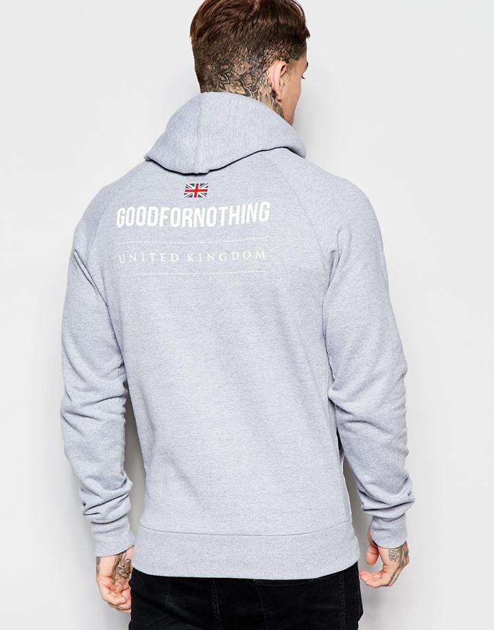 Good For Nothing Hoodie With Back Print - Gray
