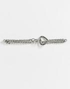 Topshop Heart Clip Chain Necklace In Silver