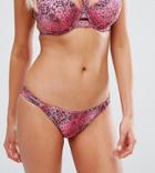 Asos Design Fuller Bust Exclusive Snake Print Strappy Bikini Bottom - Pink