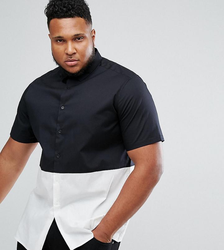 Asos Plus Skinny Fit Cut & Sew Shirt - Black