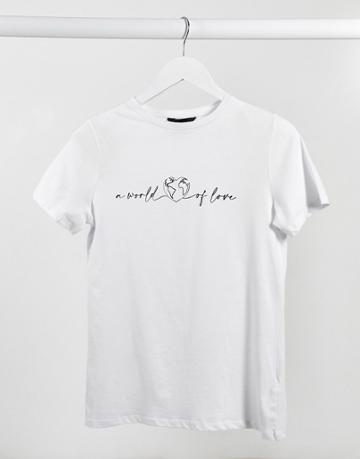 New Look A World Of Love Tee In White