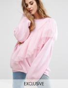 Reclaimed Vintage Oversized Sweat With Tulle Ruffle - Pink