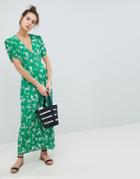 Asos Design Button Through Maxi Tea Dress In Floral - Multi