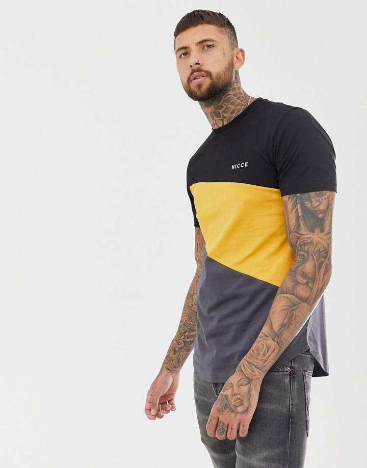 Nicce T-shirt In Black With Color Block