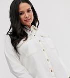 Asos Design Curve Denim Relaxed Shirt In White
