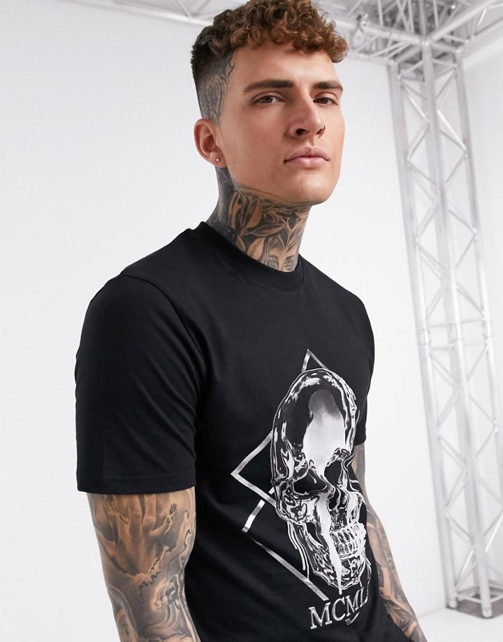 River Island T-shirt With Skull Print In Black