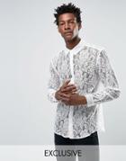 Reclaimed Vintage Lace Shirt In Reg Fit - White